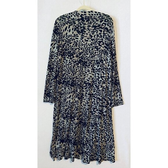 Oliver by Escio Cardigan Sweater Womens Medium Gray Animal Print Longline Duster - Picture 3 of 6